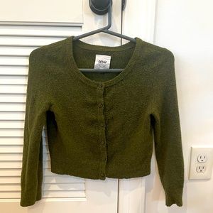 Aerie soft moss colored cardigan, small